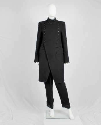 Ann Demeulemeester black double breasted military-style coat — fall 2005