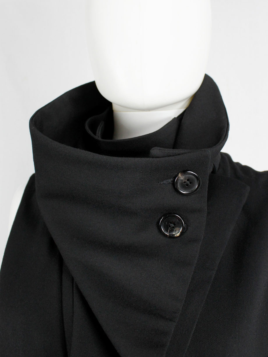 Ann Demeulemeester black draped vest with standing collar and zipper panels fall 2012 (13)