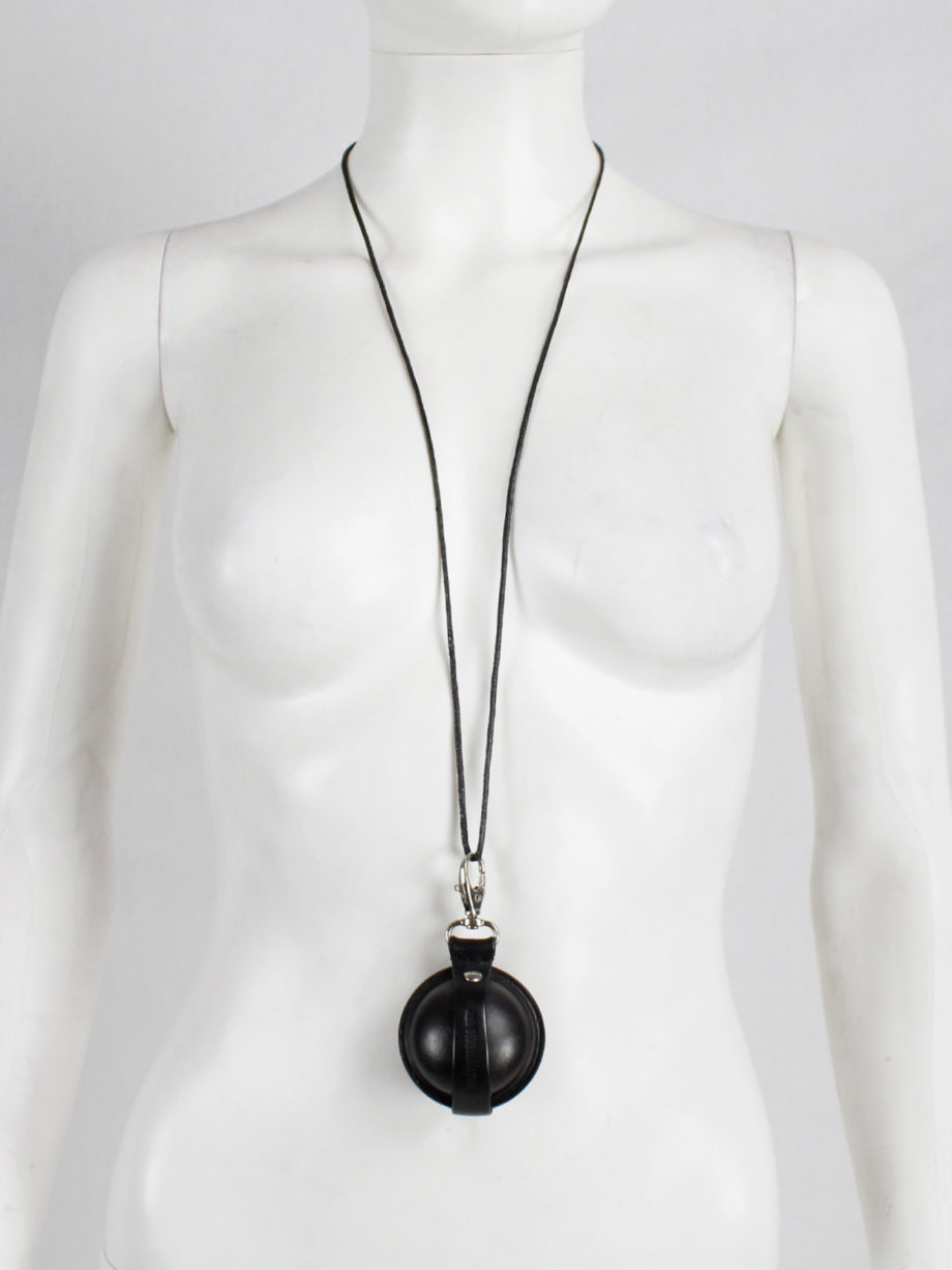 Ann Demeulemeester black leather coin pouch on a necklace (10)
