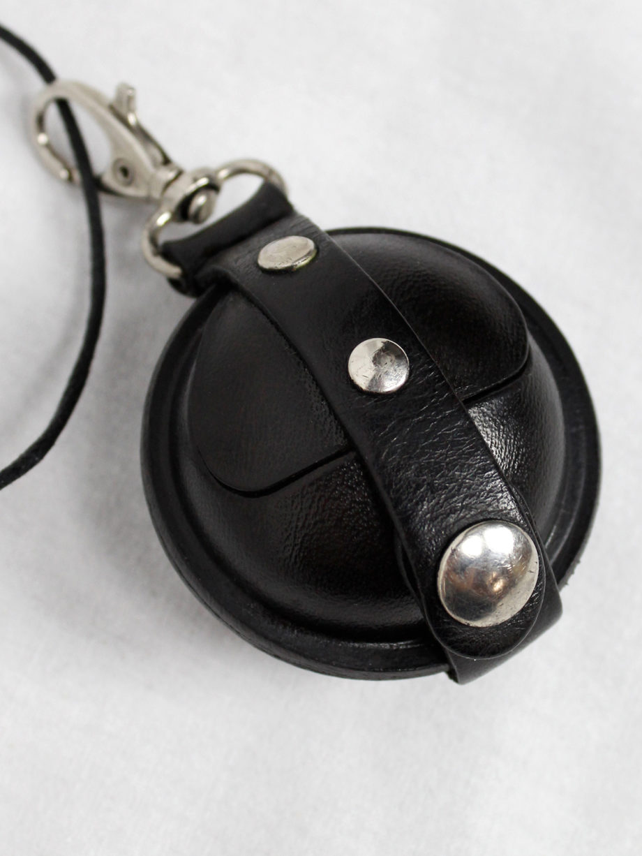 Ann Demeulemeester black leather coin pouch on a necklace (17)