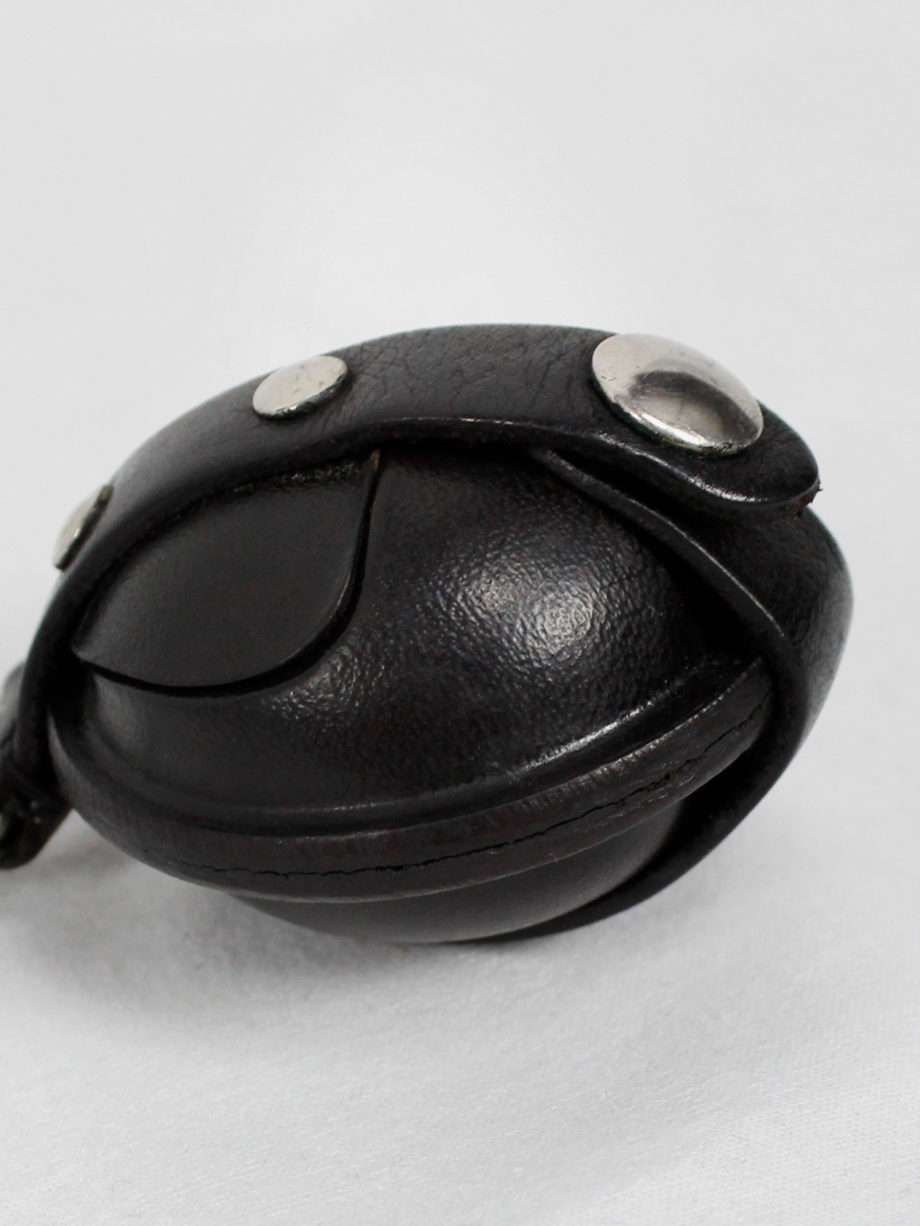Ann Demeulemeester black leather coin pouch on a necklace (9)