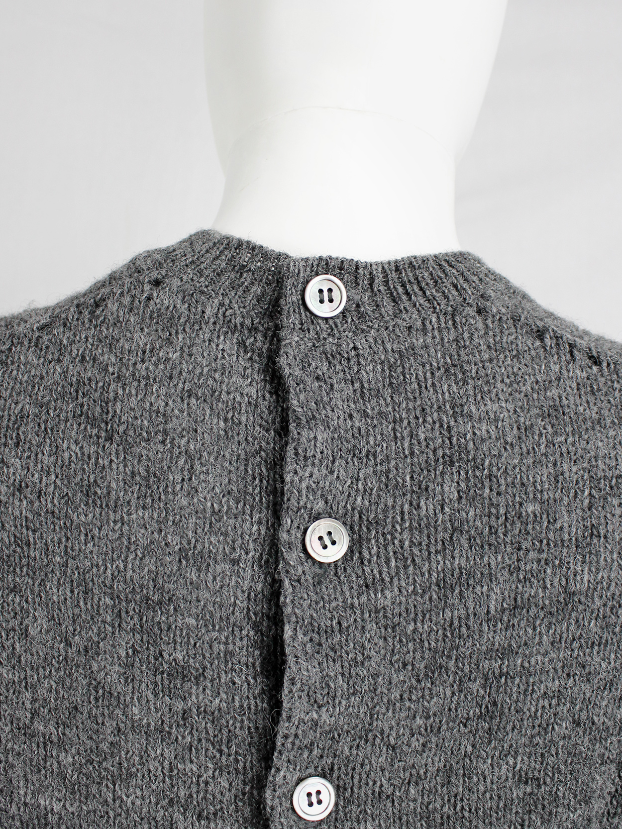 Comme des Garçons tricot grey and black destroyed cardigan with 