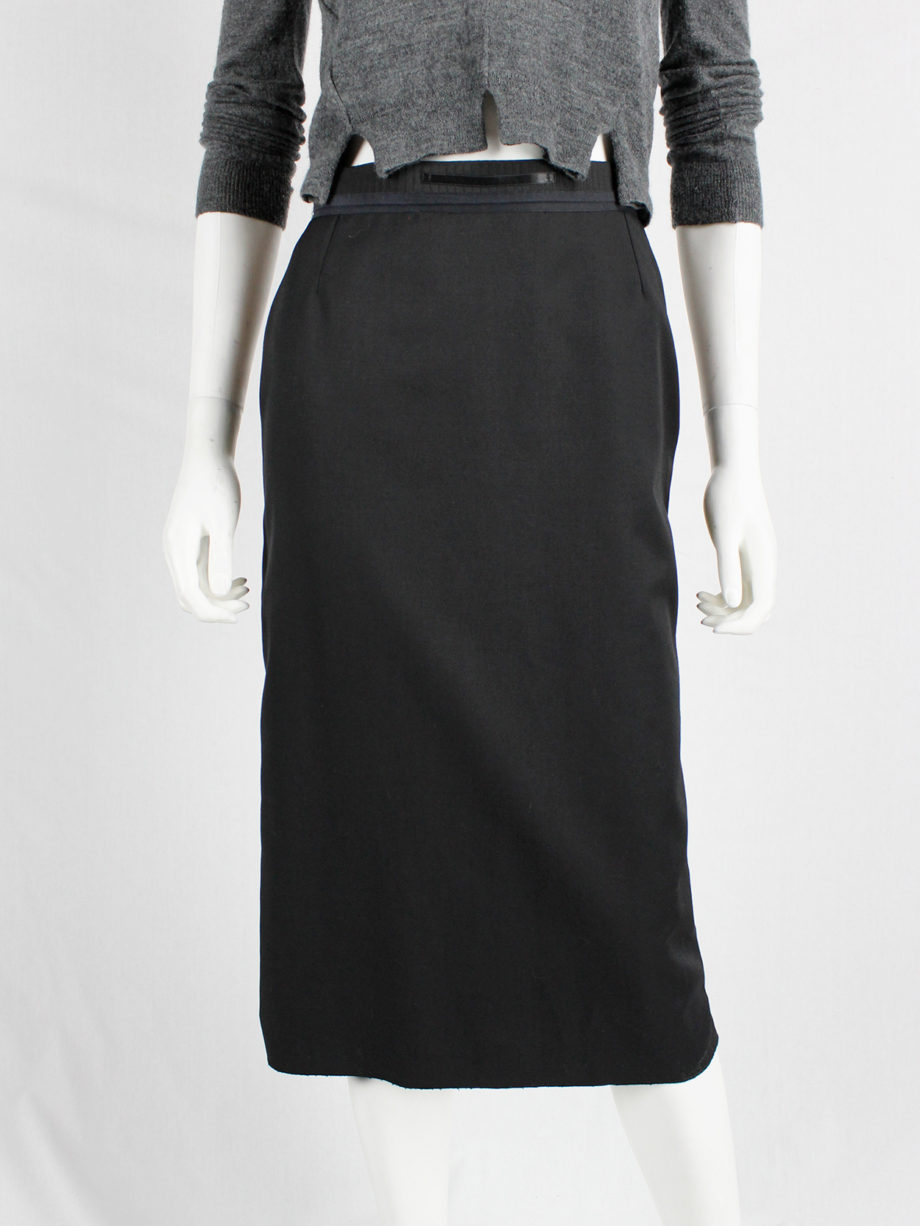 Maison Martin Margiela black pencil skirt with chopped hem — fall 2000