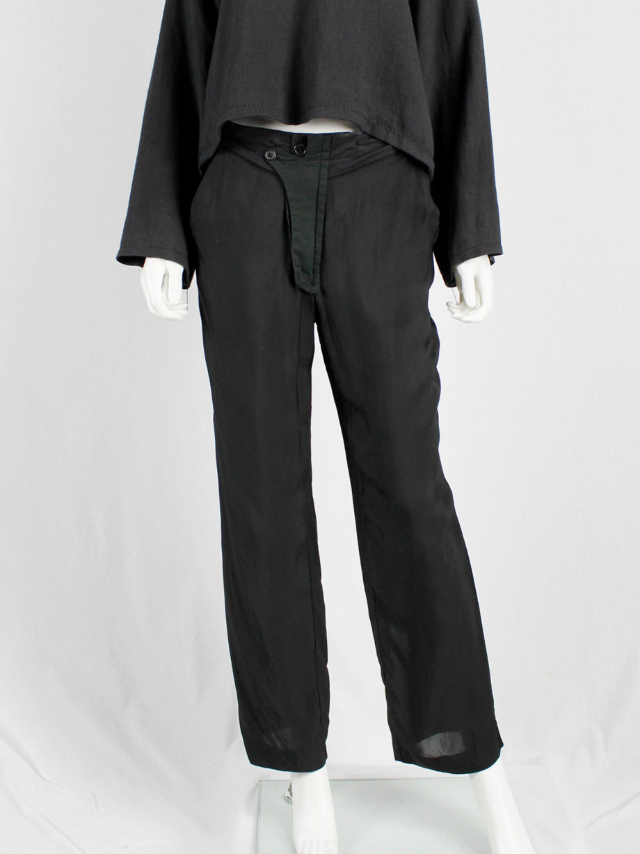 Maison Martin Margiela black trousers worn inside-out spring 2005 (4)