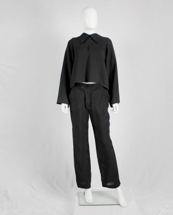 Maison Martin Margiela black trousers worn inside-out — spring 2005