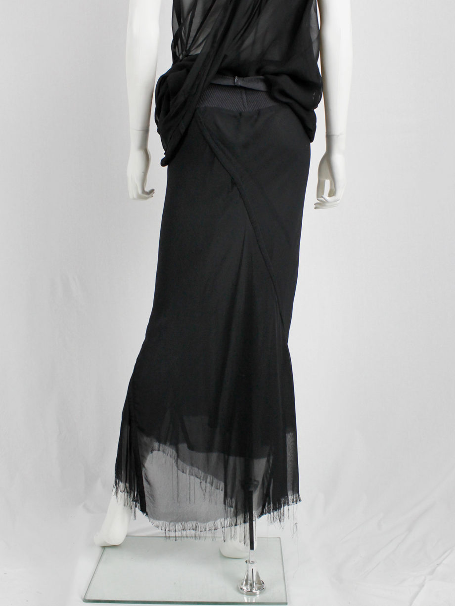 Rick Owens black double-layered mermaid skirt with frayed finish (2)