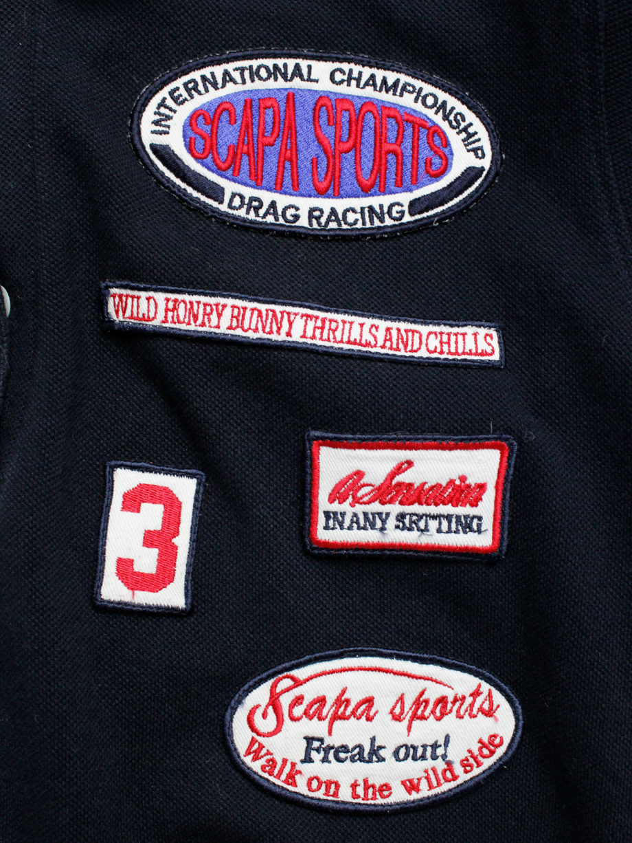 Walter Van Beirendonck for Scapa dark blue ‘Formula 1’ poloshirt covered with patches (Copy) (10)