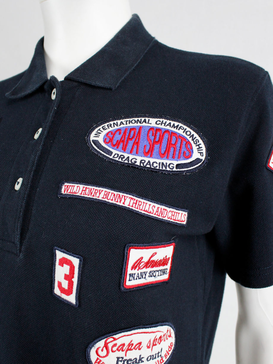 Walter Van Beirendonck for Scapa dark blue ‘Formula 1’ poloshirt covered with patches (Copy) (4)