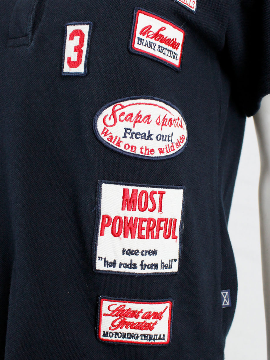 Walter Van Beirendonck for Scapa dark blue ‘Formula 1’ poloshirt covered with patches (Copy) (5)