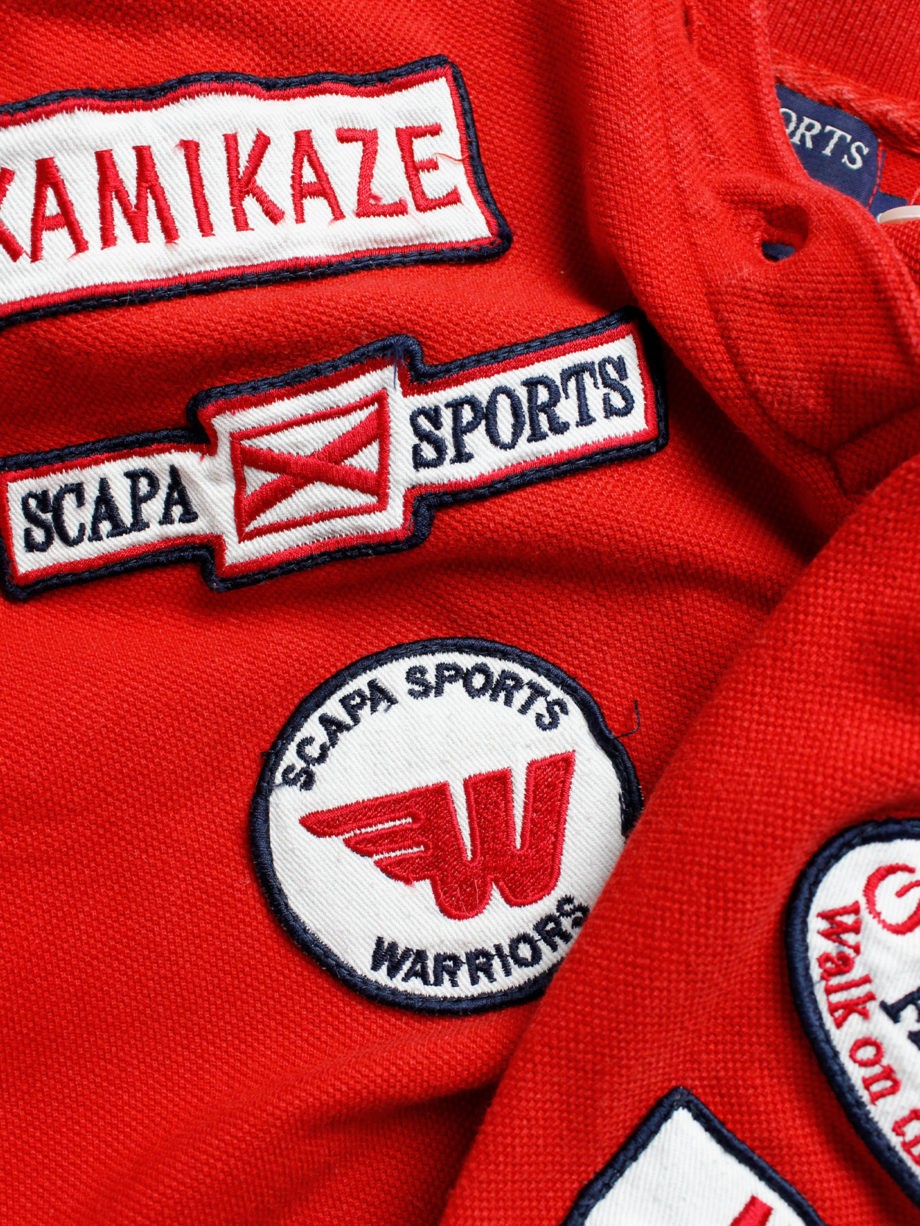 Walter Van Beirendonck for Scapa red ‘Formula 1’ poloshirt covered with patches (10)