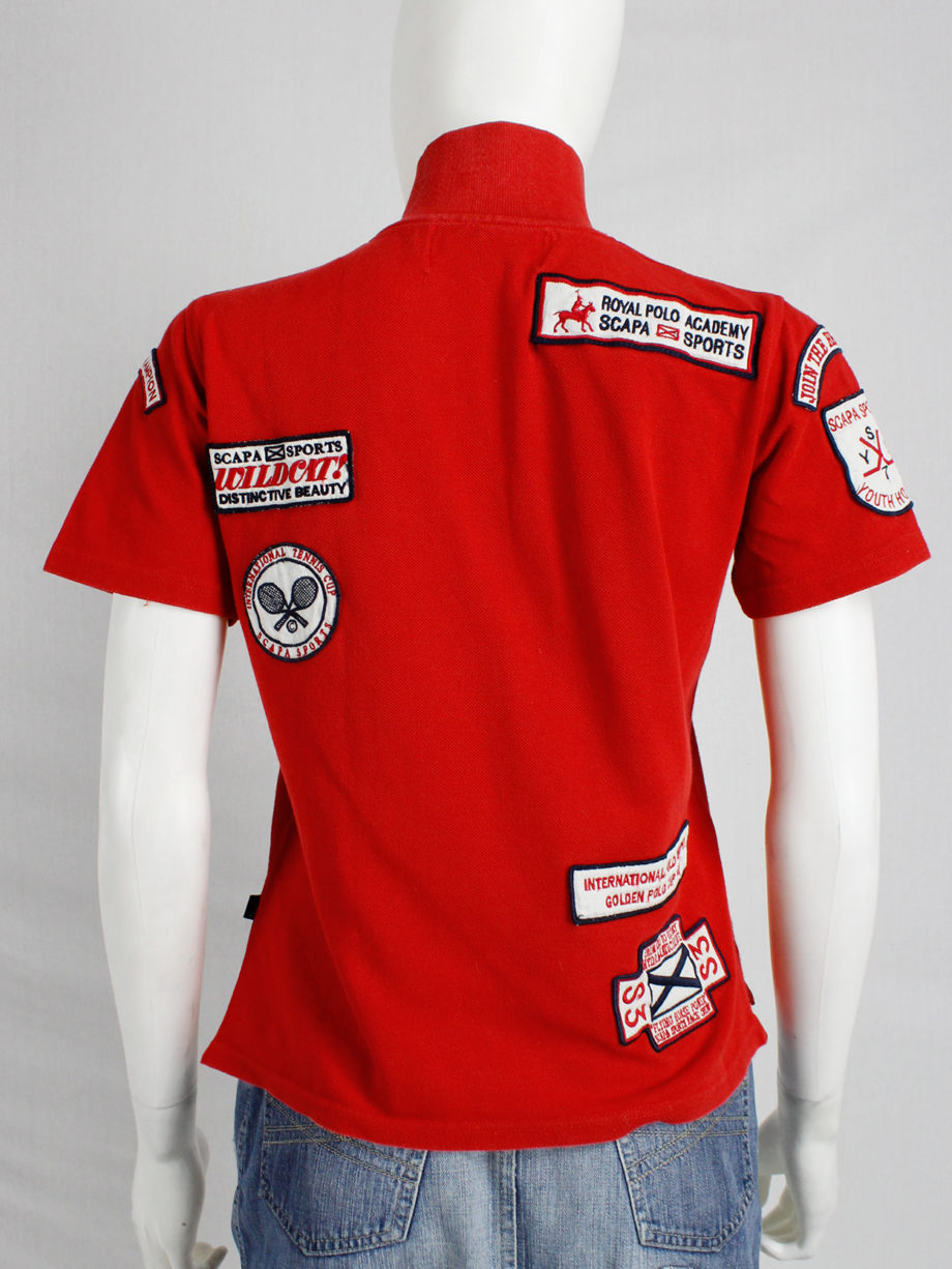 Walter Van Beirendonck for Scapa red ‘Formula 1’ poloshirt covered with patches (2)