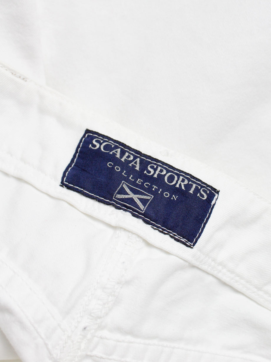 Walter Van Beirendonck for Scapa white ‘Formula 1’ mini skirt with patches (3)