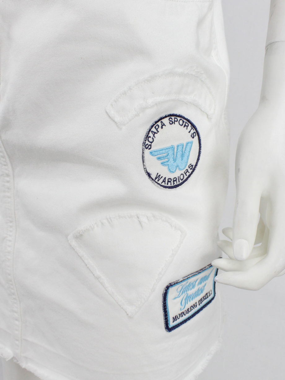 Walter Van Beirendonck for Scapa white ‘Formula 1’ mini skirt with patches (8)