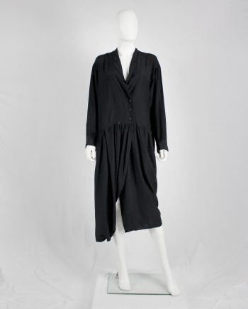 Y's Yohji Yamamoto black loose shirtdress with lapels — 1980's
