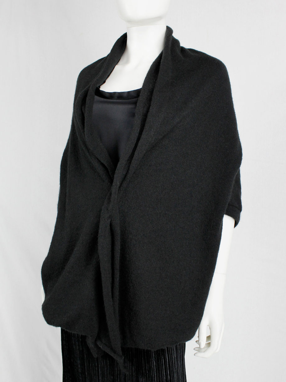 Y’s Yohji Yamamoto black oversized cocoon jumper with double neckline (4)