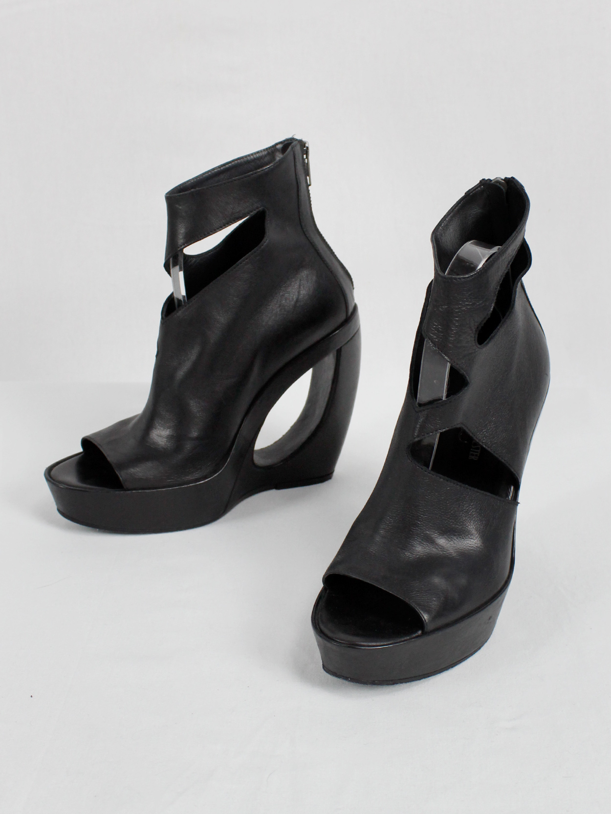 Alexander McQueen Women's Black Abstract Cut Out Heeled Boots For Sale at  1stDibs