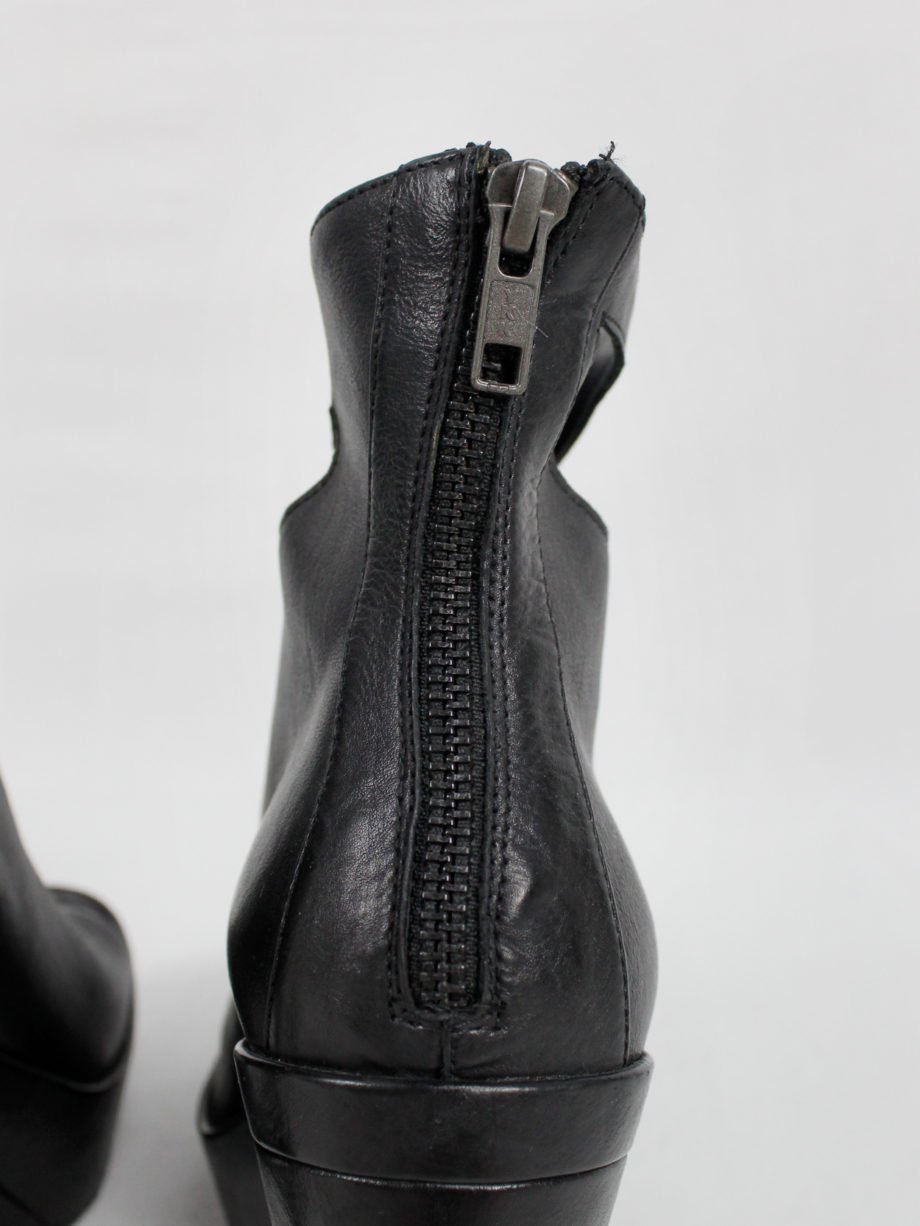 Ann Demeulemeester black platform boots with cut-out curved heel (43) — spring 2013