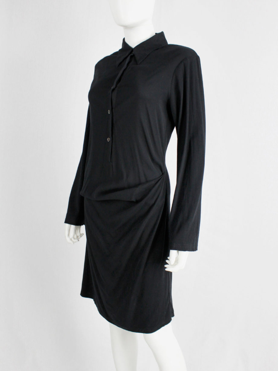 Ann Demeulemeester black shirtdress with drape at the hip (1)