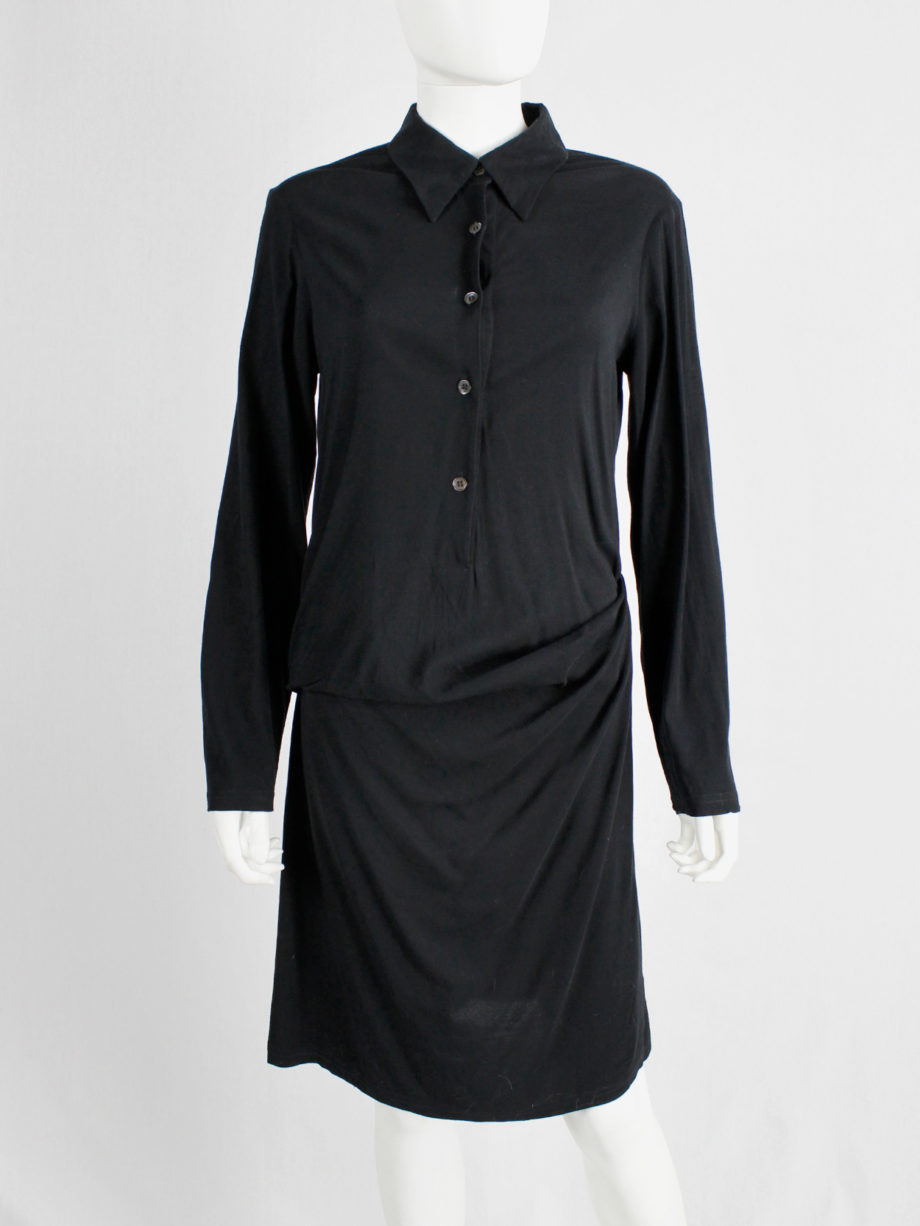 Ann Demeulemeester black shirtdress with drape at the hip (11)