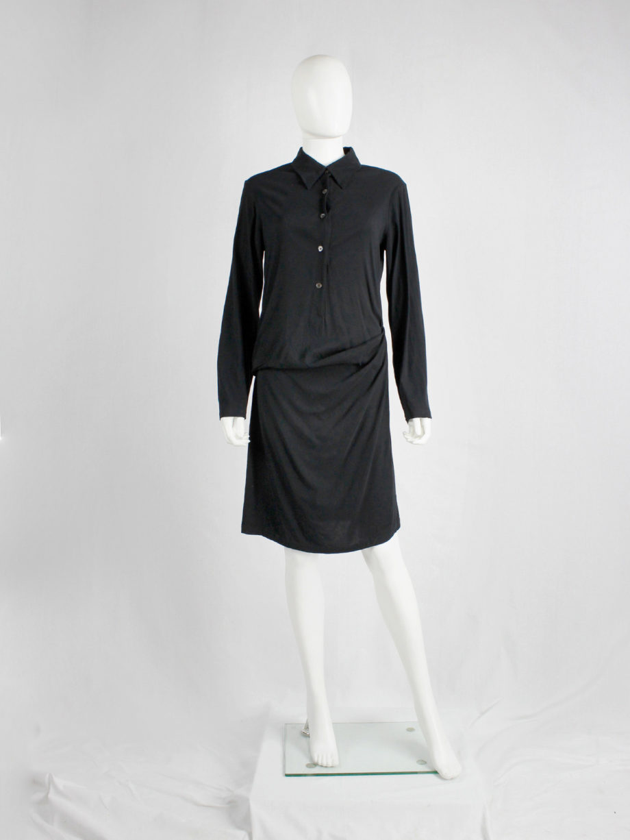 Ann Demeulemeester black shirtdress with drape at the hip (12)