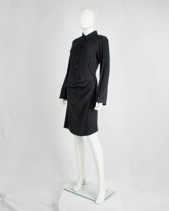 Ann Demeulemeester black shirtdress with drape at the hip