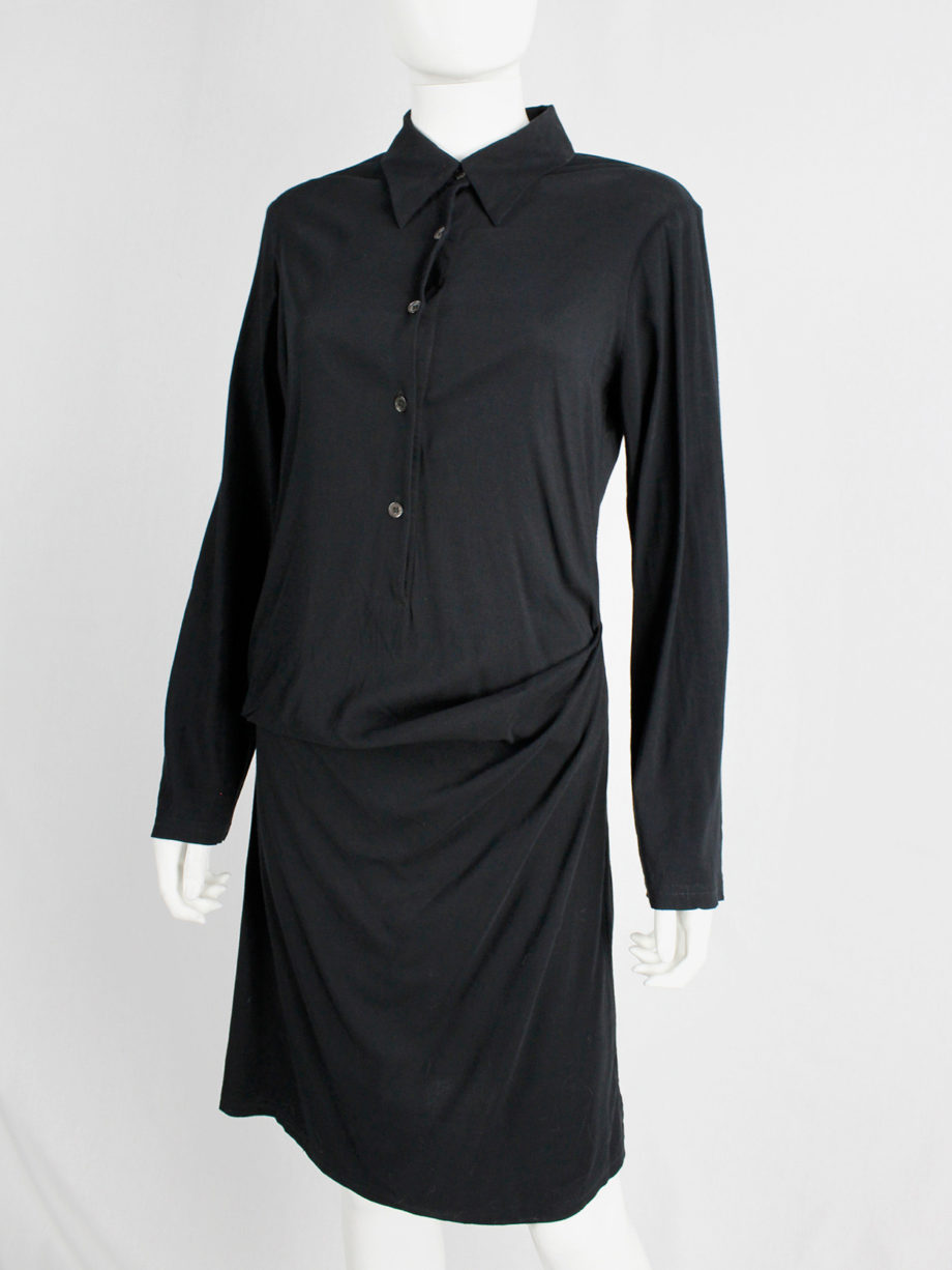 Ann Demeulemeester black shirtdress with drape at the hip (8)