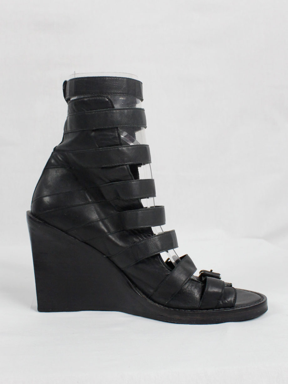 Ann Demeulemeester black wedge sandals with buckle belts Spring 2010 (5)