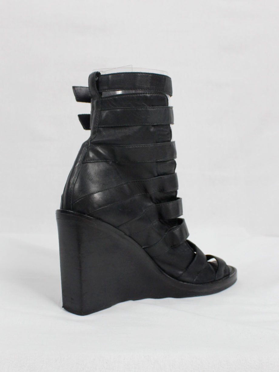 Ann Demeulemeester black wedge sandals with buckle belts (41) — spring 2010
