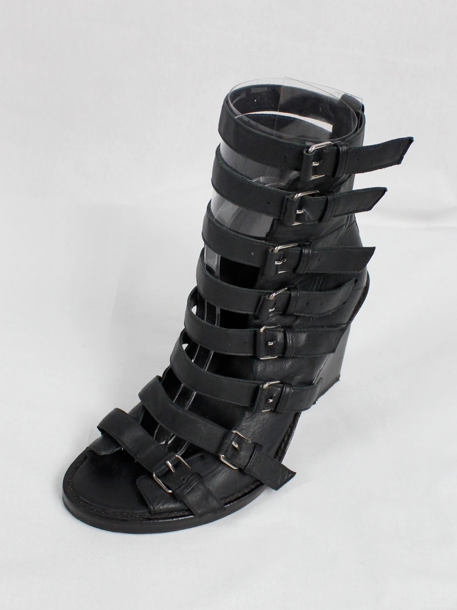 Ann Demeulemeester black wedge sandals with buckle belts Spring 2010 (9)