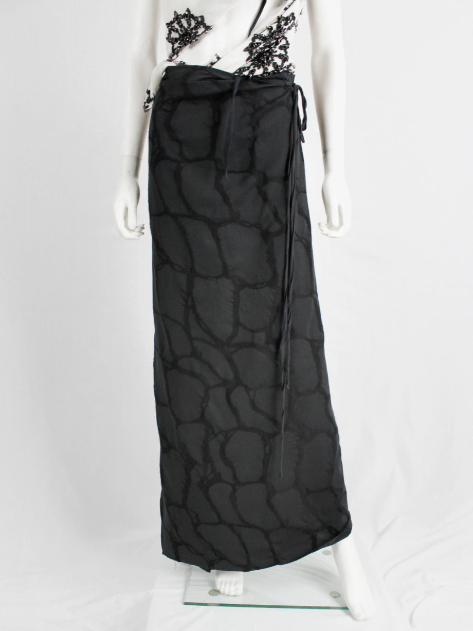 Ann Demeulemeester black wrap maxi dress with netting pattern spring 2001 (1)