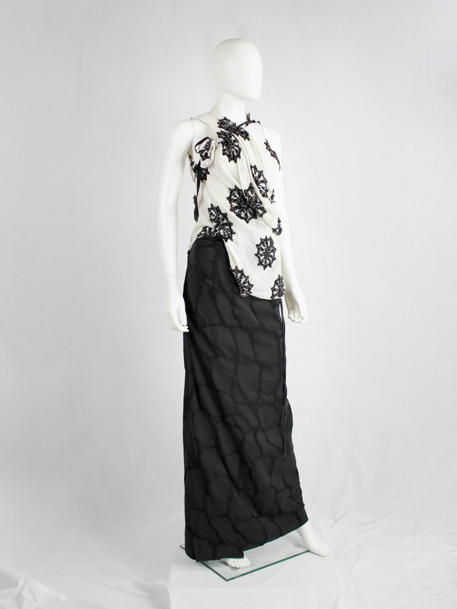 Ann Demeulemeester black wrap maxi dress with netting pattern spring 2001 (8)