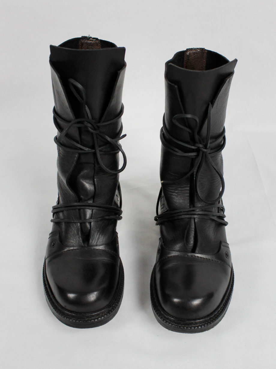 Dirk Bikkembergs black tall boots with laces through the metal 