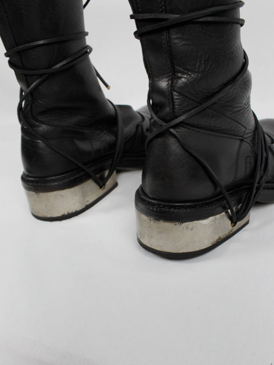 Dirk Bikkembergs black tall boots with laces through the metal heel 1990s 90s (13)