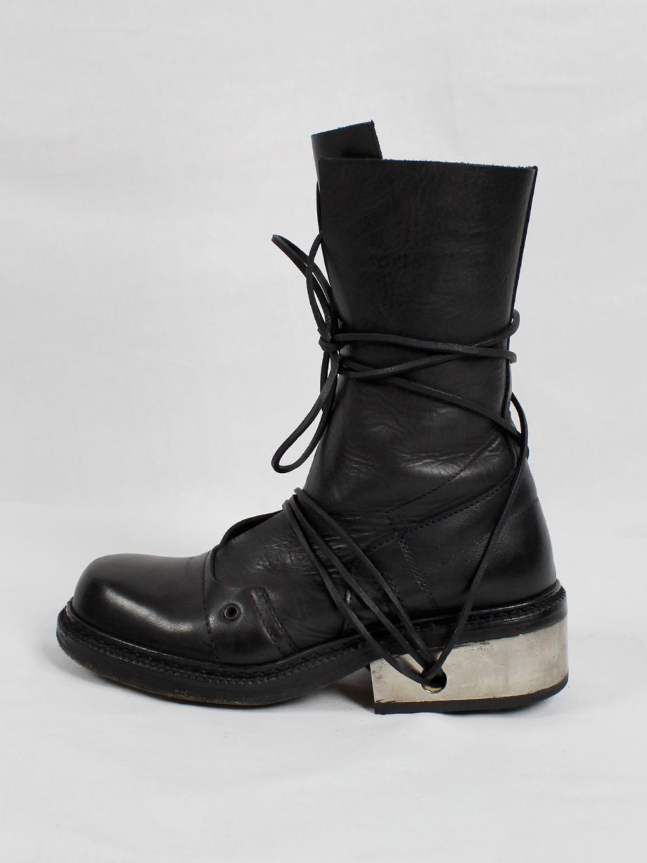 Dirk Bikkembergs black tall boots with laces through the metal heel 1990s 90s (2)