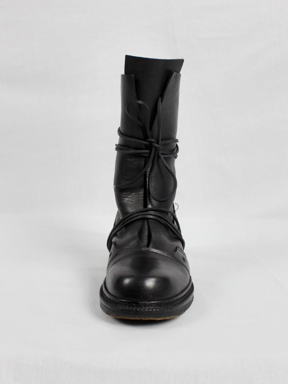 Dirk Bikkembergs black tall boots with laces through the metal heel 1990s 90s (4)