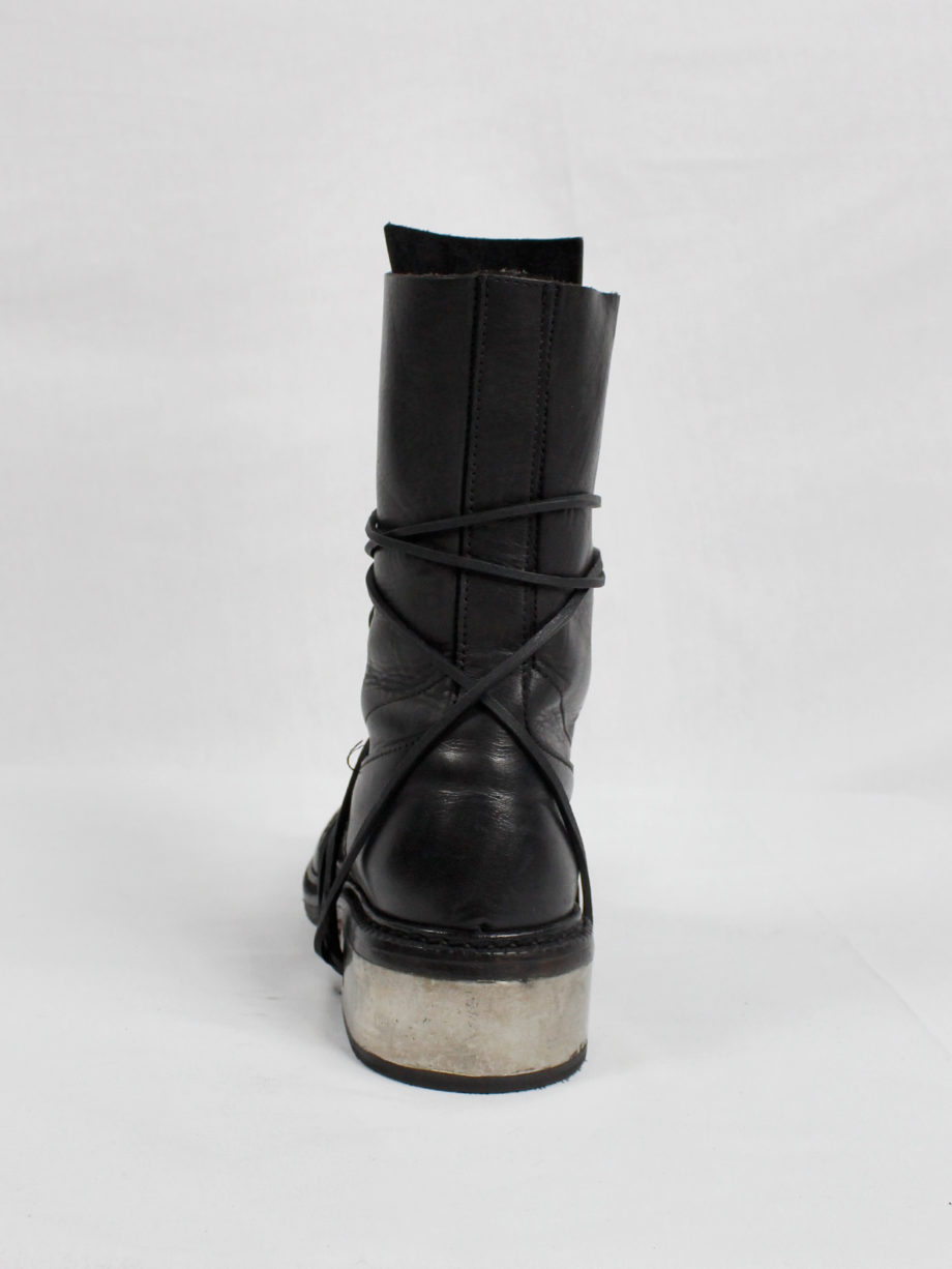 Dirk Bikkembergs black tall boots with laces through the metal heel 1990s 90s (8)