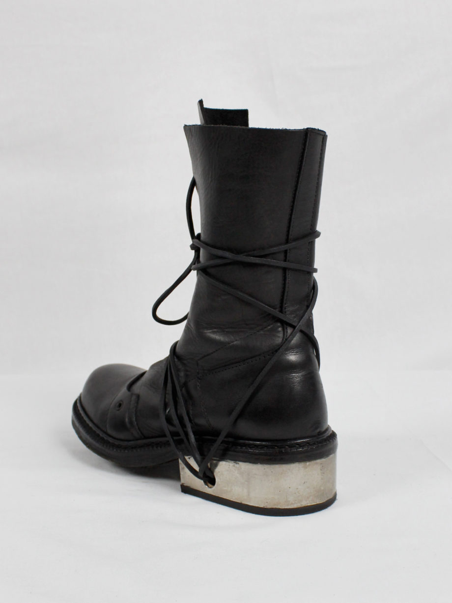 Dirk Bikkembergs black tall boots with laces through the metal heel 1990s 90s (9)