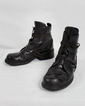 Dirk Bikkembergs black tall boots with laces through the soles (45/46) — mid 90’s