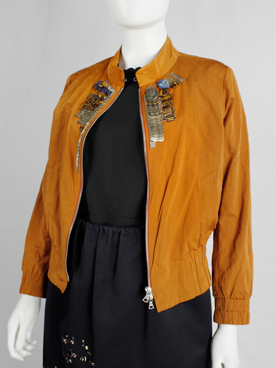 Dries Van Noten orange bomber jacket with gemstones and metal plating spring 2008 (12)