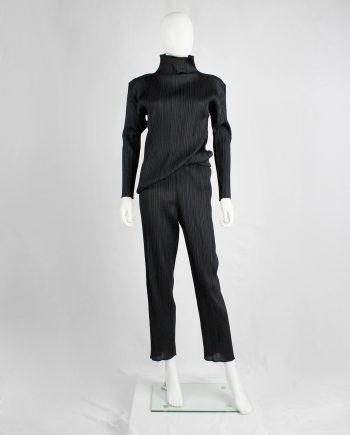 Issey Miyake Pleats Please black pleated trousers with cigarette legs