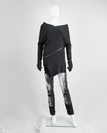 Maison Martin Margiela 1 dark grey jumper with spiralling zippers — fall 2012