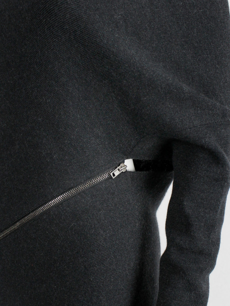 Maison Martin Margiela 1 dark grey jumper with spiralling zippers — fall 2012
