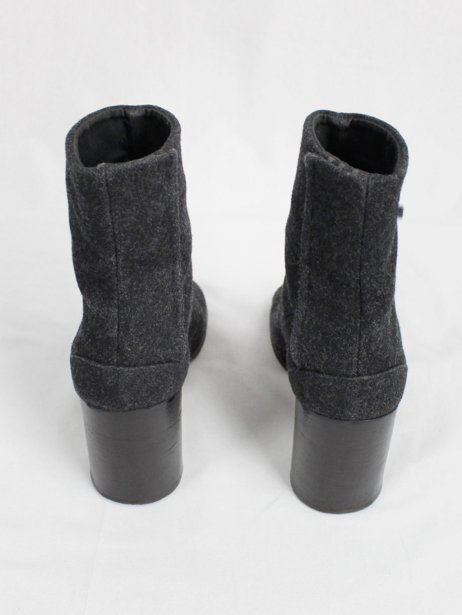 Maison Martin Margiela grey felt tabi boots with cylindrical heel 1990s 90s (18)