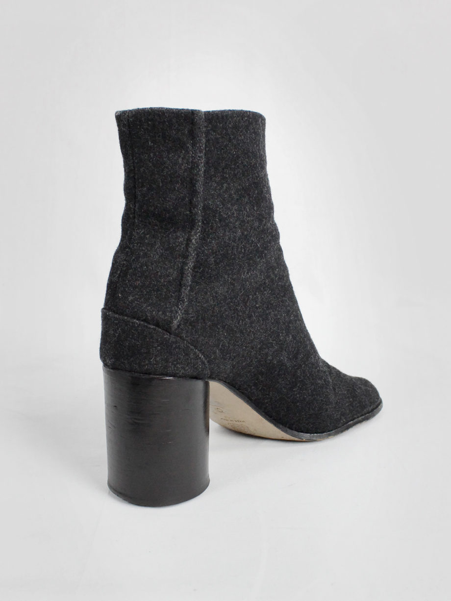 Maison Martin Margiela grey felt tabi boots with cylindrical heel 1990s 90s (7)