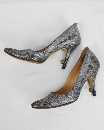 Maison Martin Margiela silver glitter afterparty pumps with destroyed look (38) — spring 2005