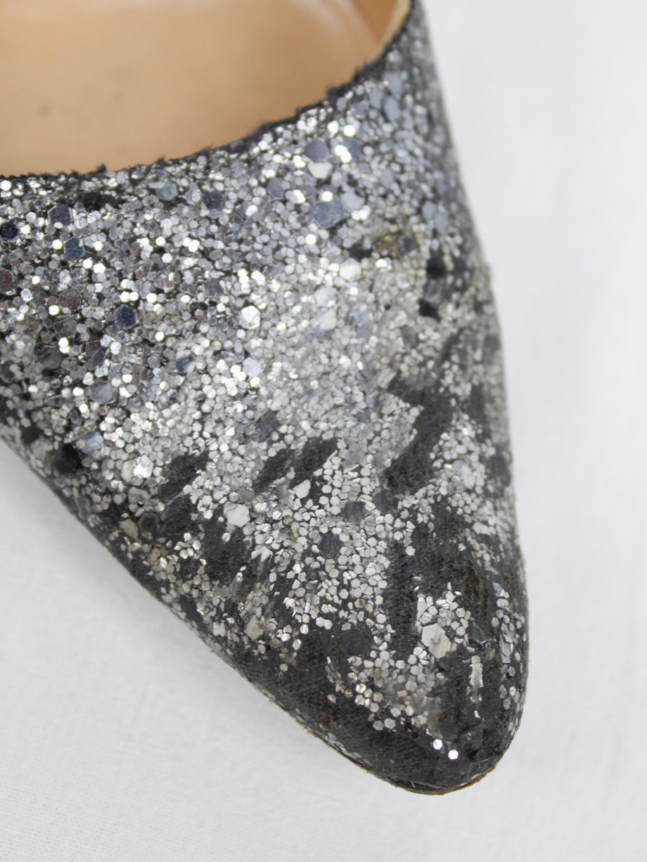 Maison Martin Margiela silver glitter afterparty pumps with destroyed look (51) — spring 2005