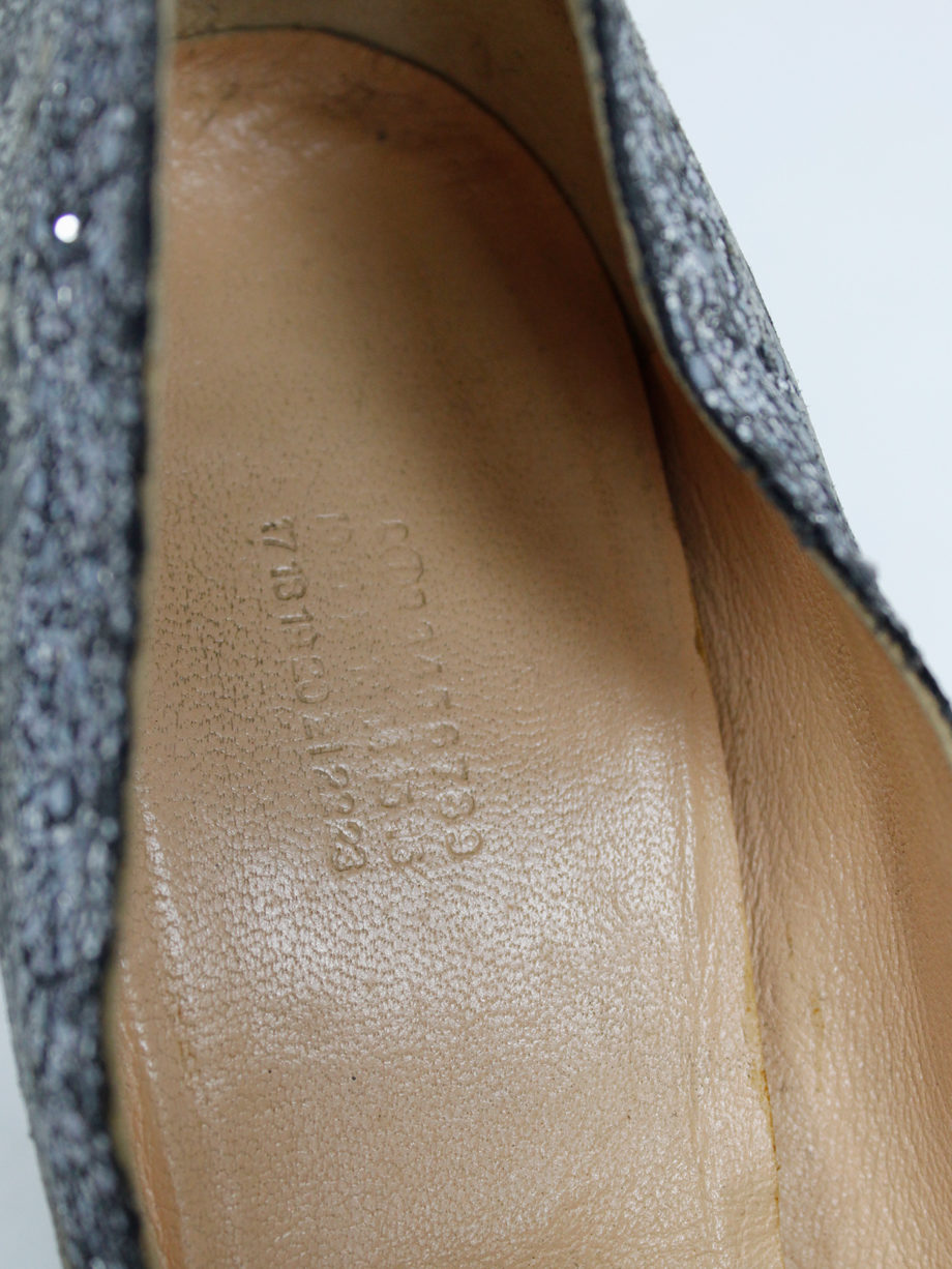 Maison Martin Margiela silver glitter afterparty pumps with destroyed look (52) — spring 2005