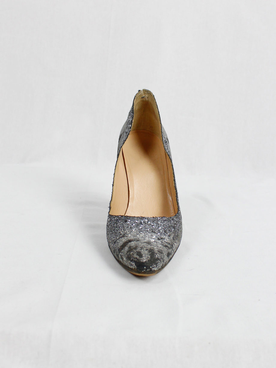 Maison Martin Margiela silver glitter afterparty pumps with destroyed look (59) — spring 2005
