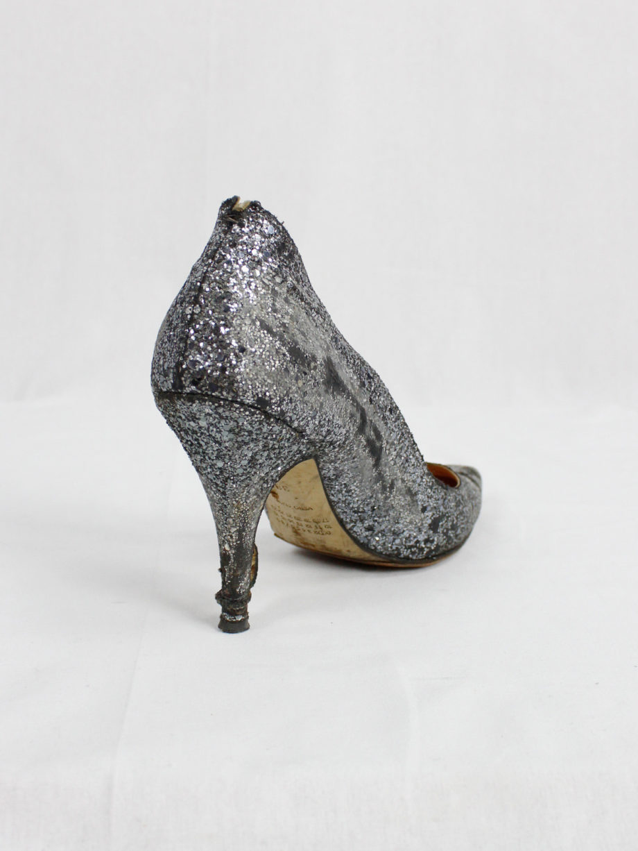 Maison Martin Margiela silver glitter afterparty pumps with destroyed look (62) — spring 2005