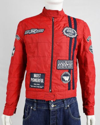 Walter Van Beirendonck for Scapa red 'Formula 1' jacket with blue stripes and patches